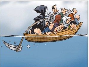 malcolm-mayes-editorial-cartoon-showing-grim-reaper-piloting